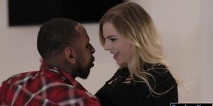 Sydney Cole pounded by massive black boner on the couch