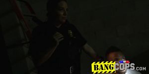 Naughty cops fuck lucky guy in the dark