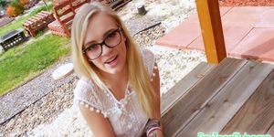 Spex teen fingers her pussy