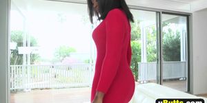 Camille strips from red dress to get fucked hard and de