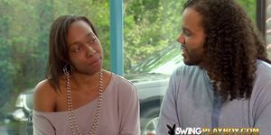 Black swinger couple feels that its time to share their