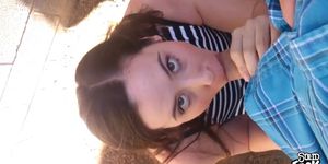 Blowing a Fat Cock with A Facial Outdoors