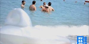 Amazing ass greek babe beach
