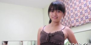 Prurient teen asian girlie begs for phallus