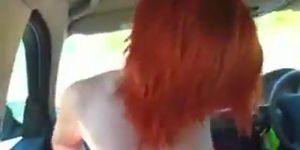 Redhead Dogging in car