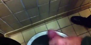 White head grandpa quicky in restroom