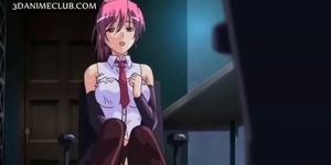 Adorable hentai babe blowing a huge loaded shaft
