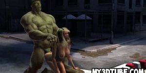 3D blonde babe fucked hard by The Incredible Hulk