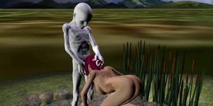 3D redhead fucked by an alien part