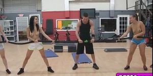 Hot teens gets ready for real workout