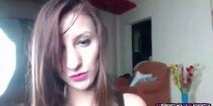 Sexy skinny cam girl dances and rubs pussy