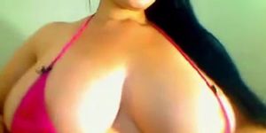 Busty Latino Fucks Herself In Front Of Cam