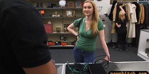Pretty chick pawns her pussy and fucked at the pawnshop