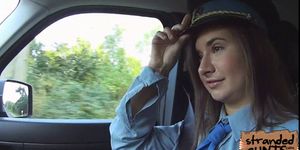 A policewoman who need some cock sucked on dude deep in