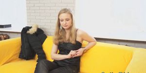 Fake russian casting with a blonde teen