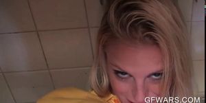 Blonde pussy smashed in a restaurant kitchen