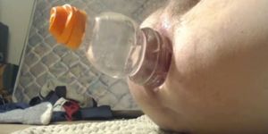 large bottle in asshole