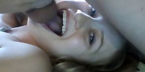 Blonde teen loves to suck cock and have cum on her face