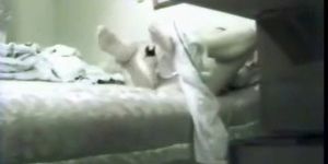 Mummy masturbating in bed. Hidden cam