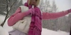 2 Blonde Teen Masturbations Outside in the Snow