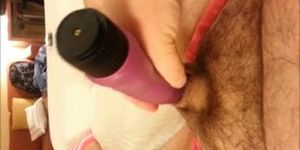 Vibrating my sissy clit till it squirts then eat the cu