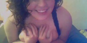 Horny Fat Chubby Teen showing her big tits and pussy