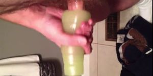 Stroking My Cock With My Toy Cumshot In Glass