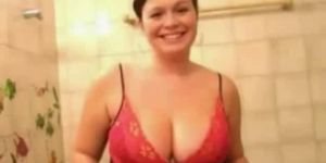 Fat Chubby Teen Taking a shower and showing her Big Tit