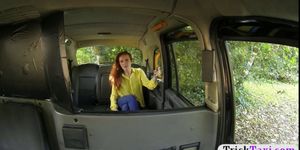 Kinky amateur redhead passenger gets banged in the taxi