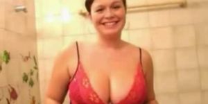 Sweet Fat Chubby Ex GF shower showing Tits and Pussy
