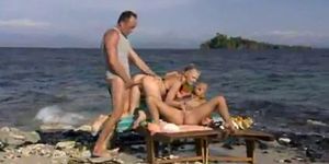 Banana and then Threesome on the Beach