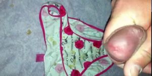 Cumming onto panties while wearing panties.