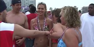 Naked sluts walk around beach party drunk