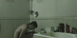 After night club - russian couple in the buthroom