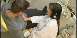 Sexy Brunette Dentist Giving Oral Exam then Fuck in Off