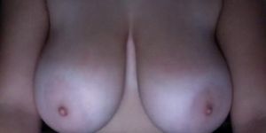 Large natural tits on pussy rubbing girl hands in pants