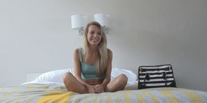 Hot body teen blonde blowjob and fucked at a fake casti