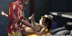 Busty 3D cartoon babe getting fucked by Iron Man