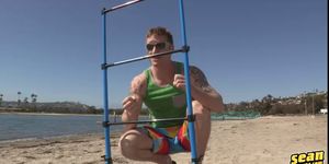 Twinks play along the beach goes rimming and bareback