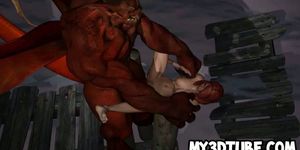 3D redhead gets fucked outdoors by a winged demon