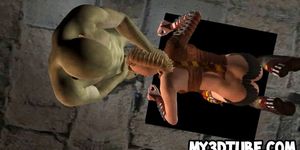 3D blonde babe sucks cock and gets fucked by a goblin