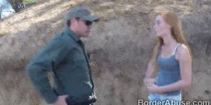 Border officer caught slutty redhead teen trying to cro