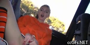 Busty girl gives a hot ride