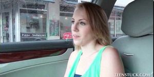Blonde amateur hottie gets on a sex ride home