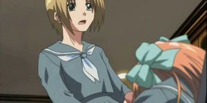 Hentai school girl with a cock masturbates