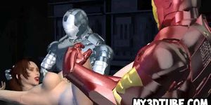 Busty 3D cartoon babe getting fucked by Iron Man