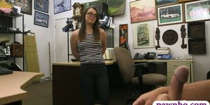 Sexy babe with glasses fucked by pawn guy at the pawnsh