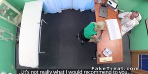 Tattooed blonde babe fucks her doctor