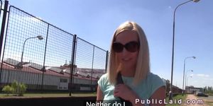 Czech blonde hard pounded after work in public