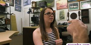 Slut with glasses nailed by pawn keeper at the pawnshop